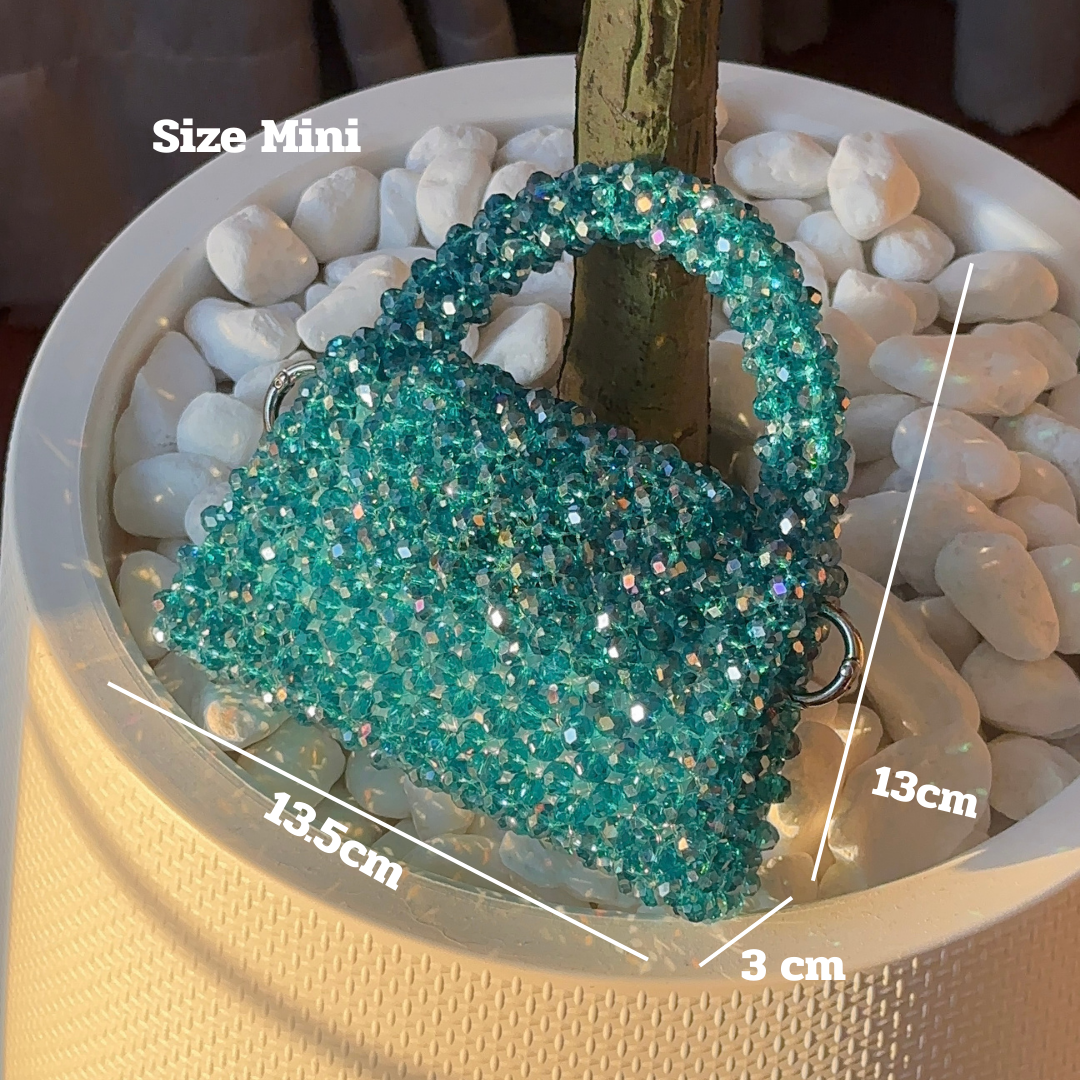 Crystal beaded bag - Aqua