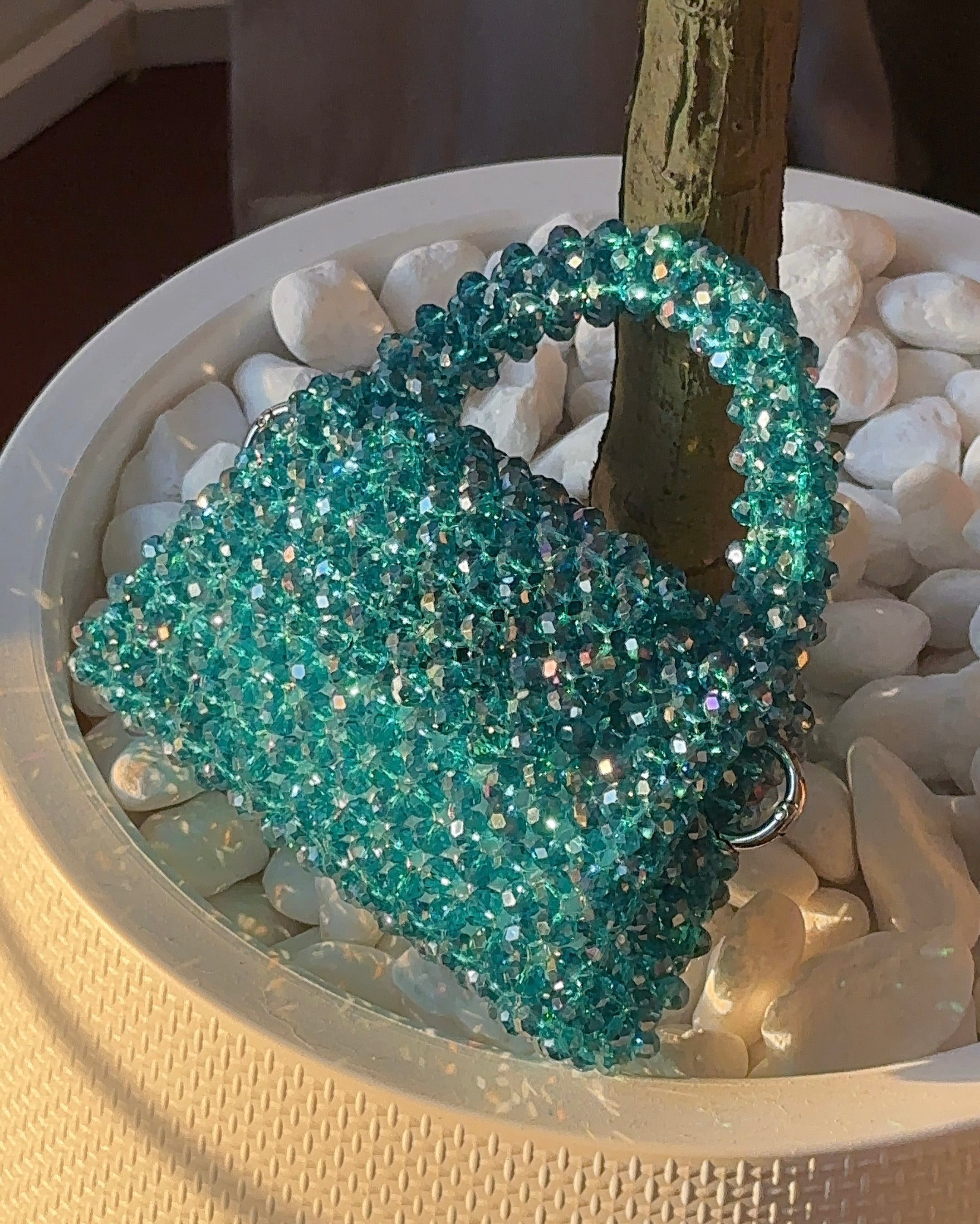 Crystal beaded bag - Aqua