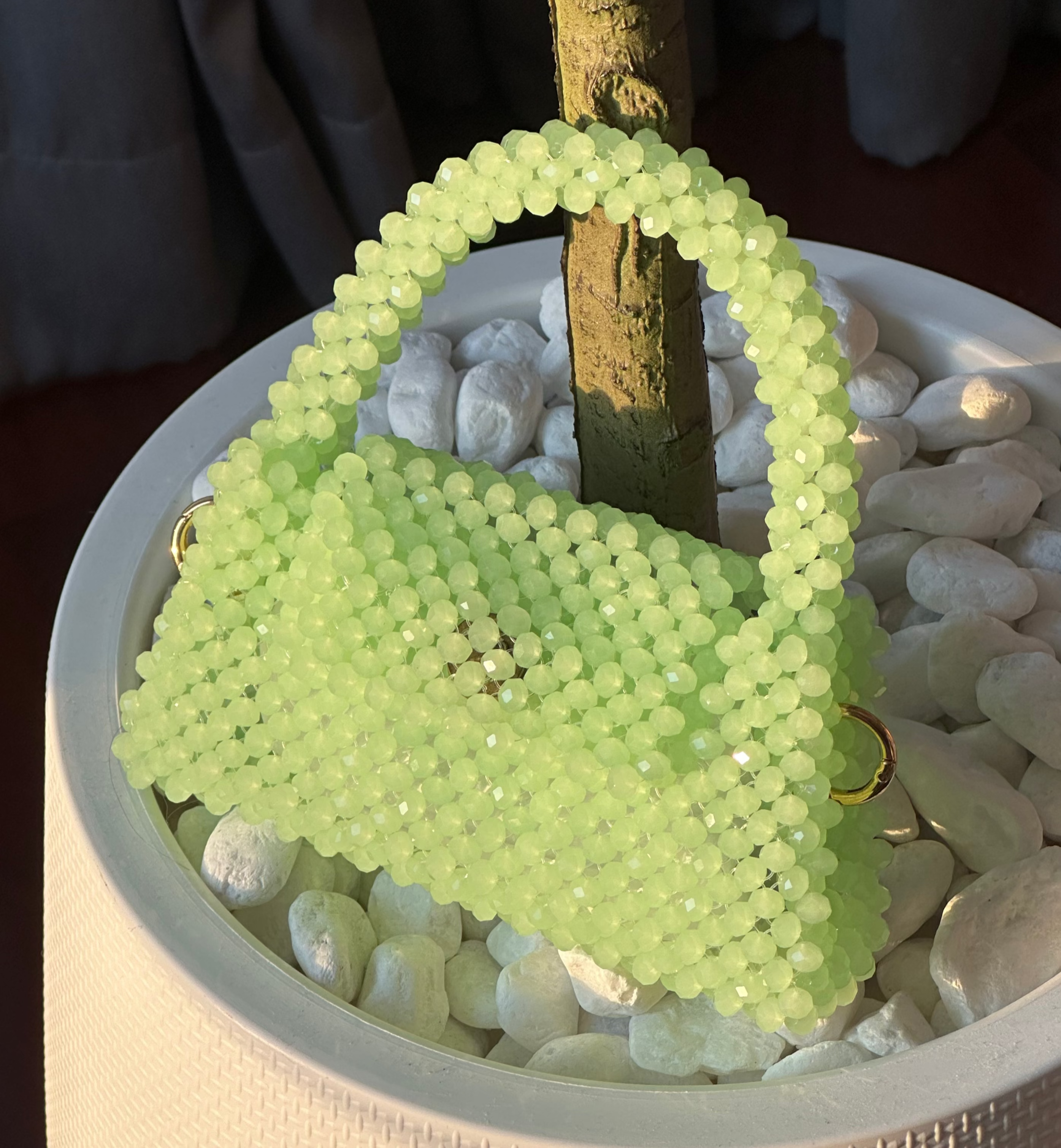 Crystal beaded bag - Matcha
