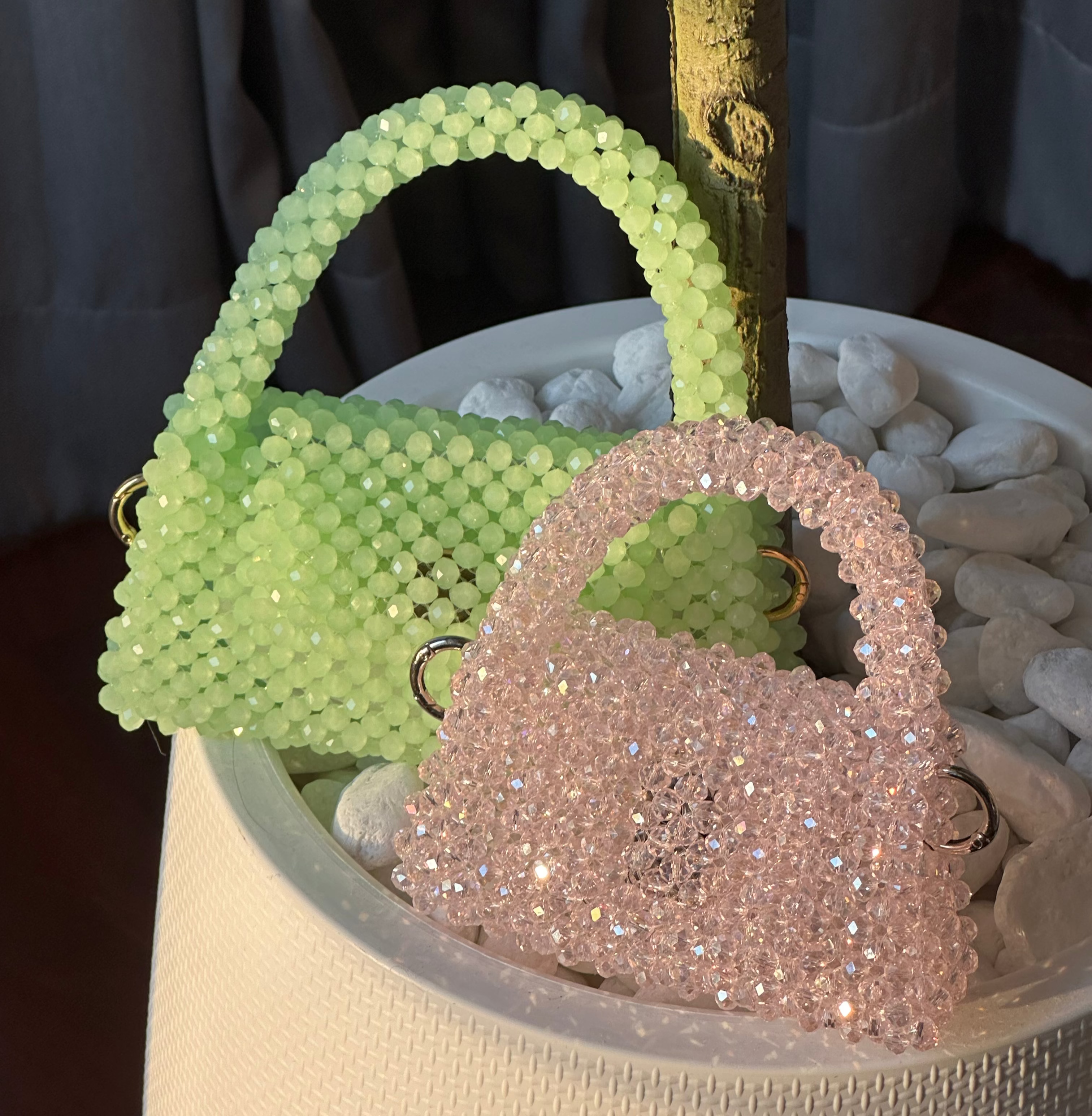 Crystal beaded bag - Matcha