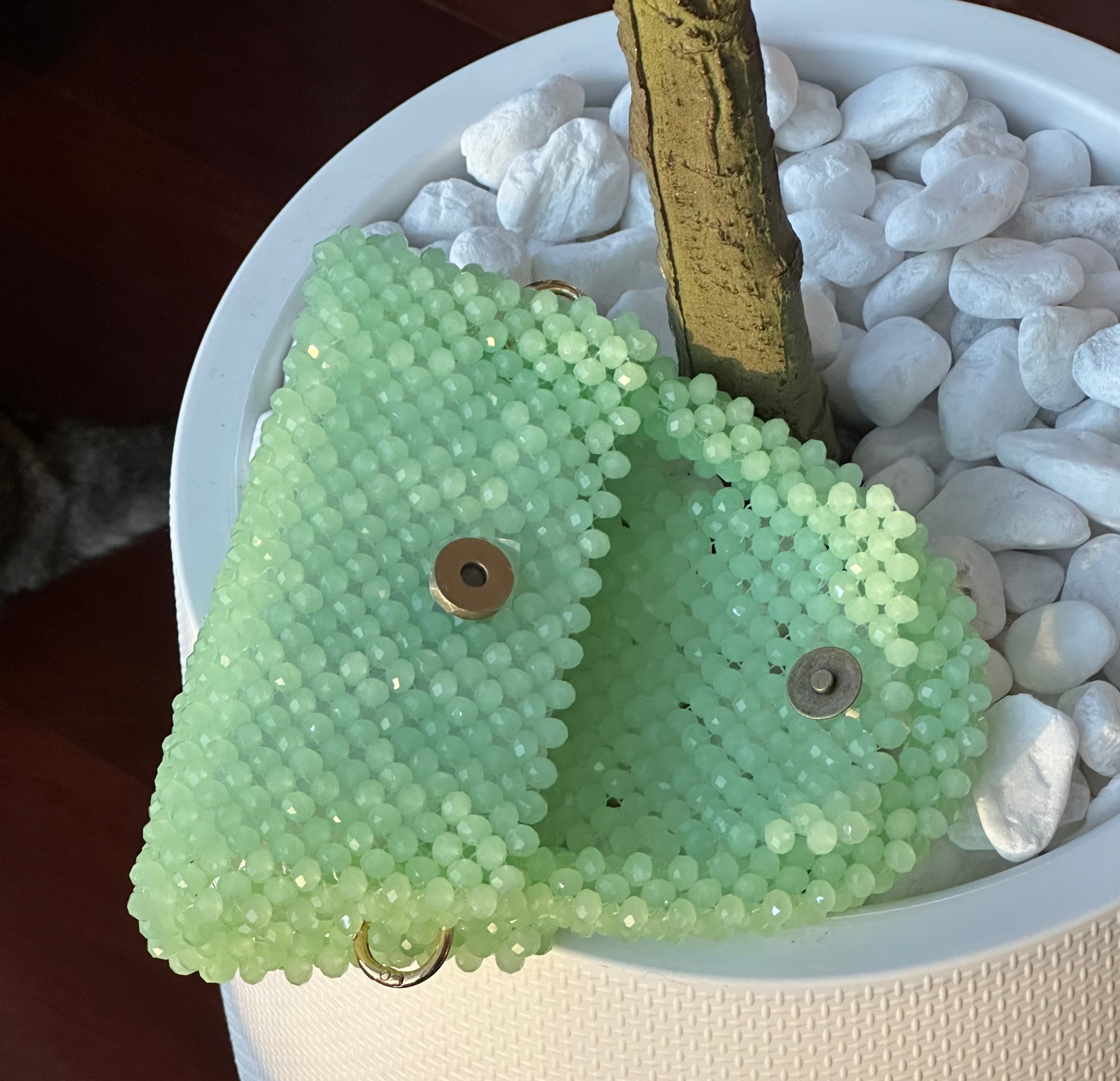 Crystal beaded bag - Matcha