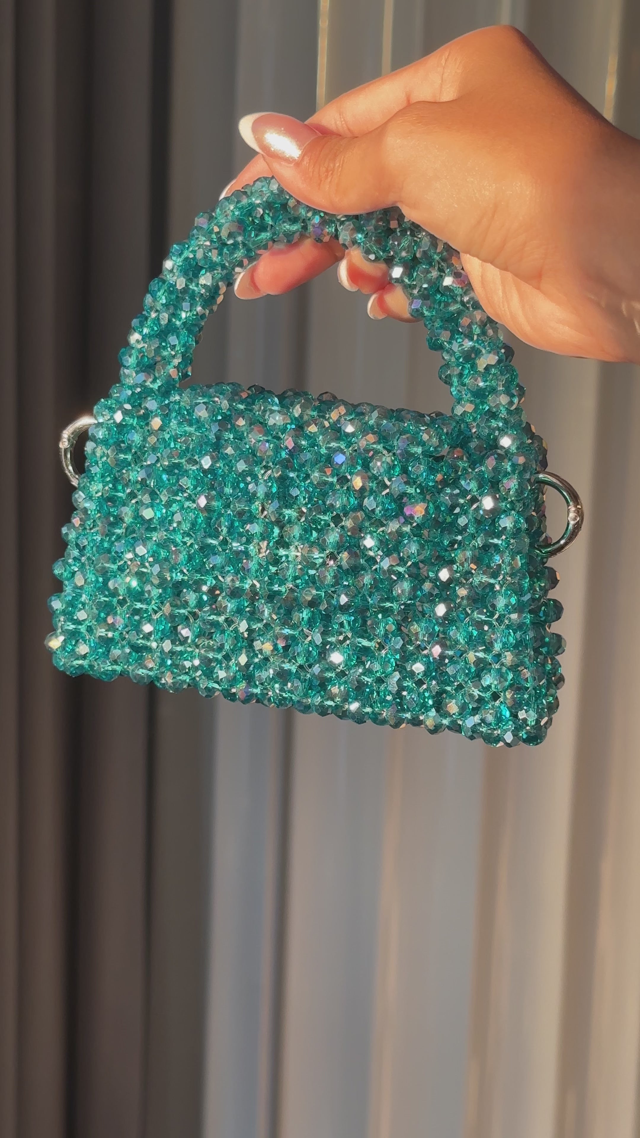 Crystal beaded bag - Aqua